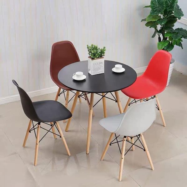 bàn ghế quán trà sữa bằng nhựa chân gỗ